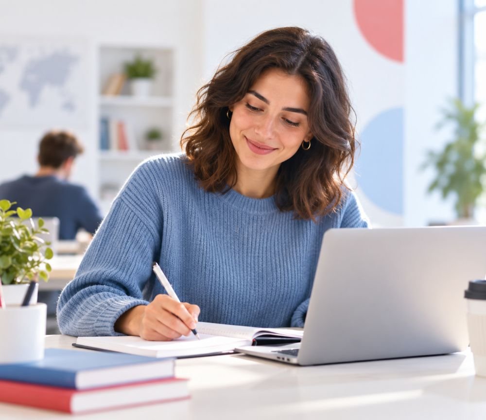 Studentessa che si prepara al test di ammissione